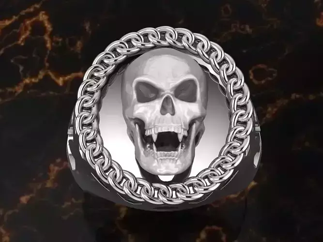 Chains skull ring
