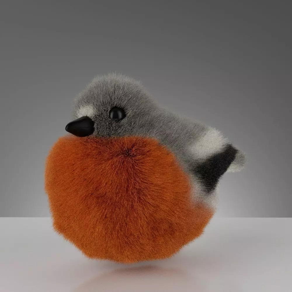 Cute Fluffy Toy Birds 3D model
