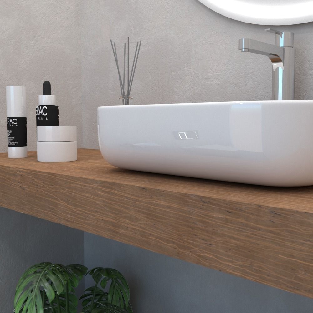 bathroom modern with round mirror 3D model_1