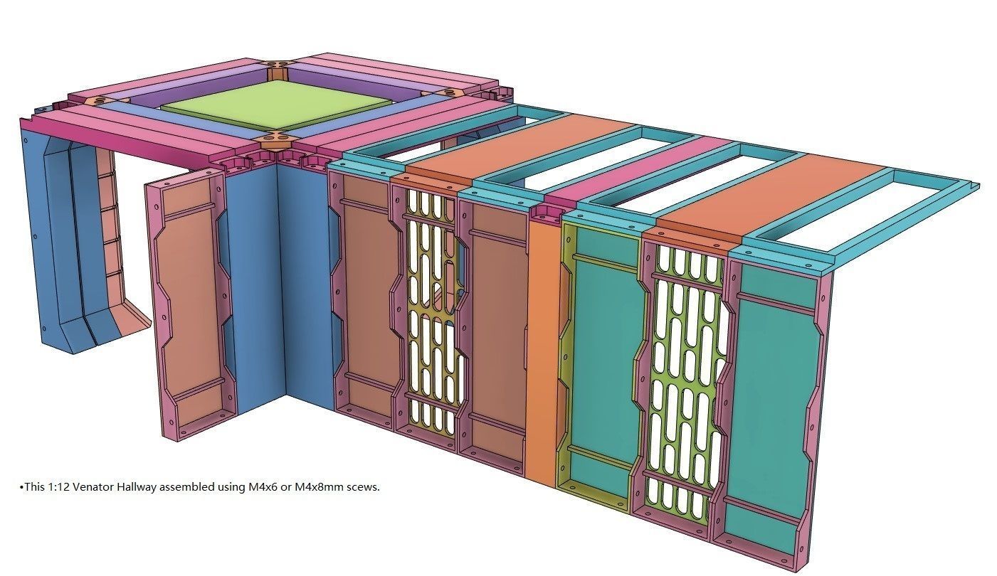 Venator Hallway Panels for One12 scale 3d printing stl files 3D print model_1