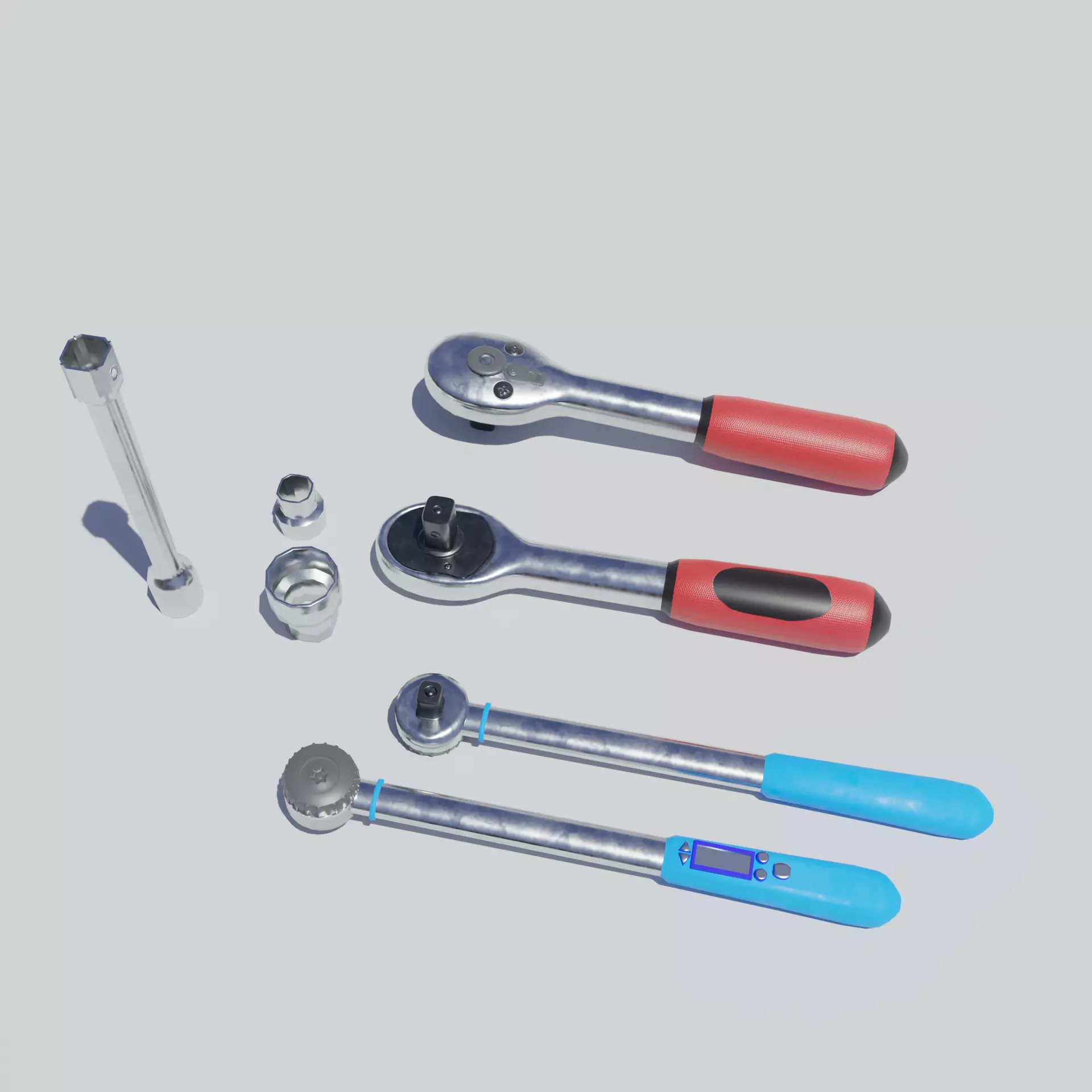 Torque Wrench 2 models and 3 nozzles VR Low-poly 3D model_0