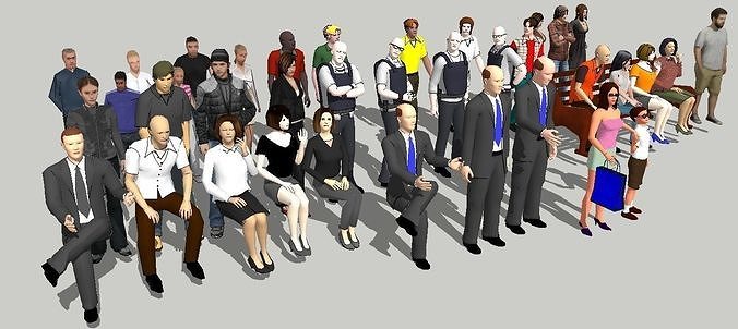 3D PEOPLE 3 group of together 3D model