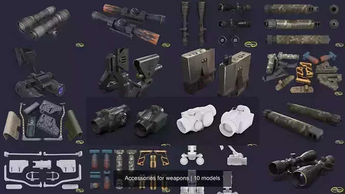Accessories for weapons 3D Model Collection