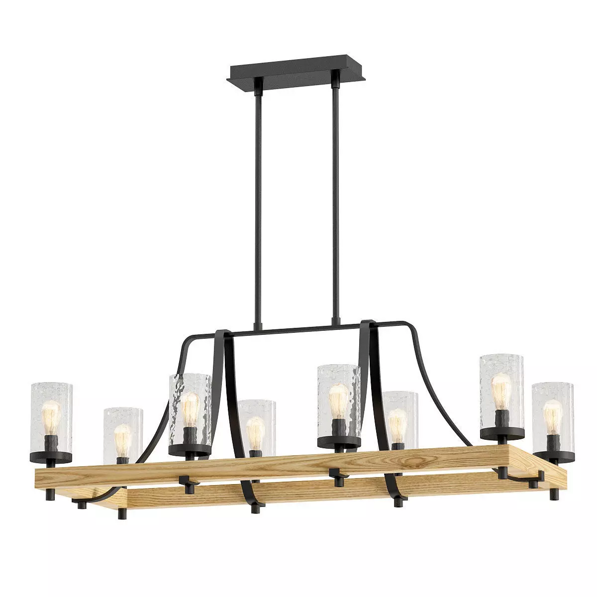 INDUSTRIAL FARMHOUSE WAVY GLASS ISLAND CHANDELIER 3D model