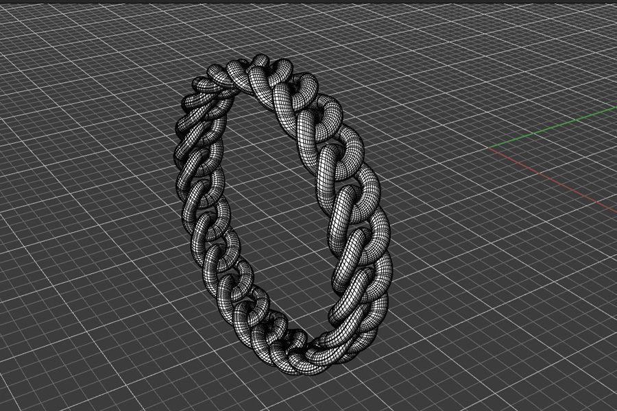 Cuban Link Rings 4mm wide 10 ring sizes 3D print model_4