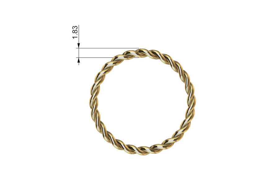 Cuban Link Rings 4mm wide 10 ring sizes 3D print model_3