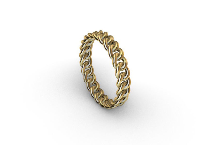 Cuban Link Rings 4mm wide 10 ring sizes 3D print model_1