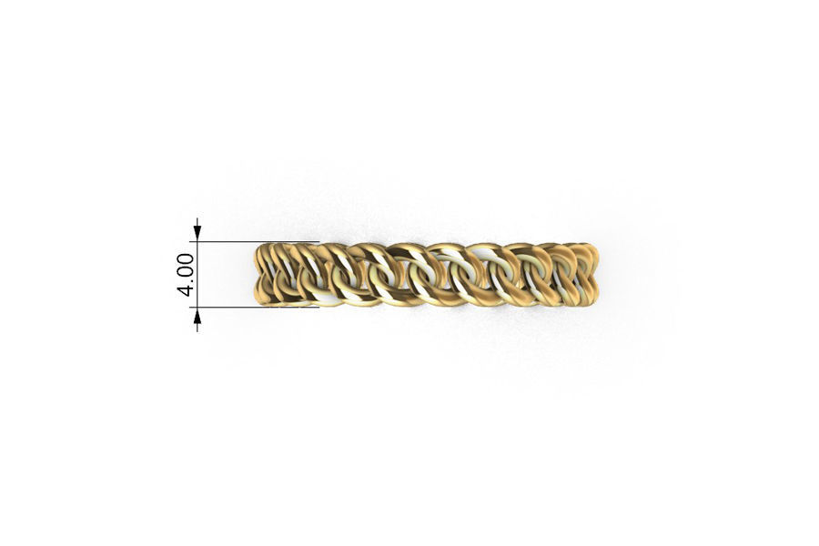 Cuban Link Rings 4mm wide 10 ring sizes 3D print model_2