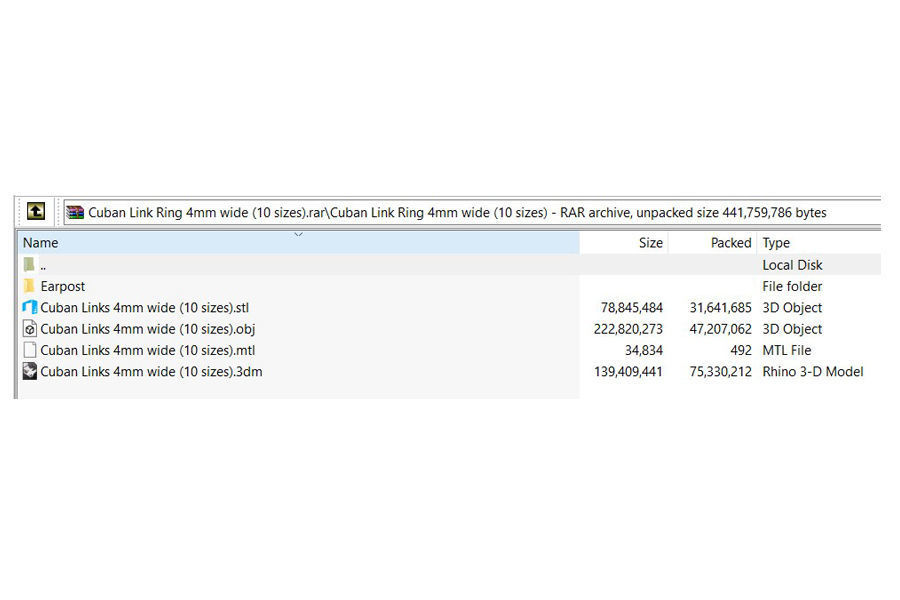 Cuban Link Rings 4mm wide 10 ring sizes 3D print model_9