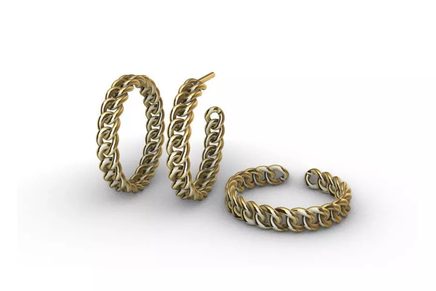 Cuban Link Rings 4mm wide 10 ring sizes 3D print model_0