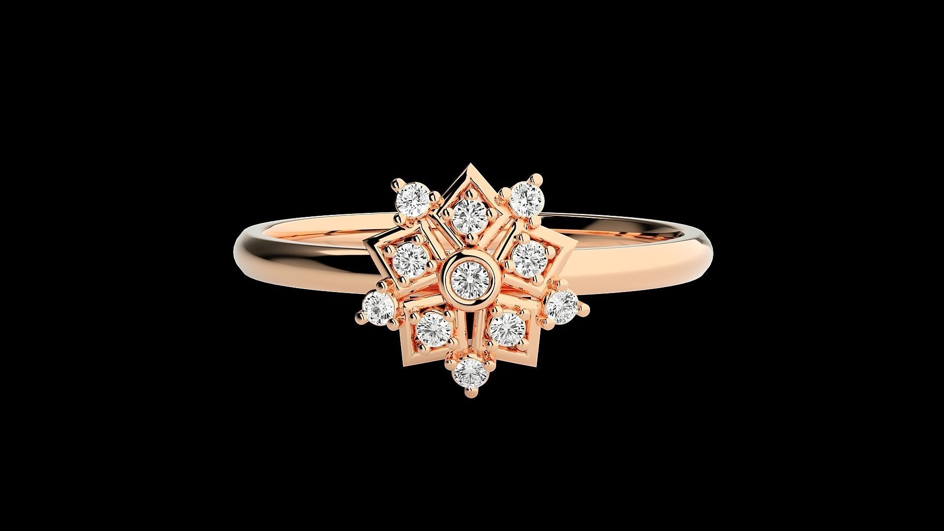 Flower Ultra light wt minimalist Women Ring 3dm stl renders 3D print model_4