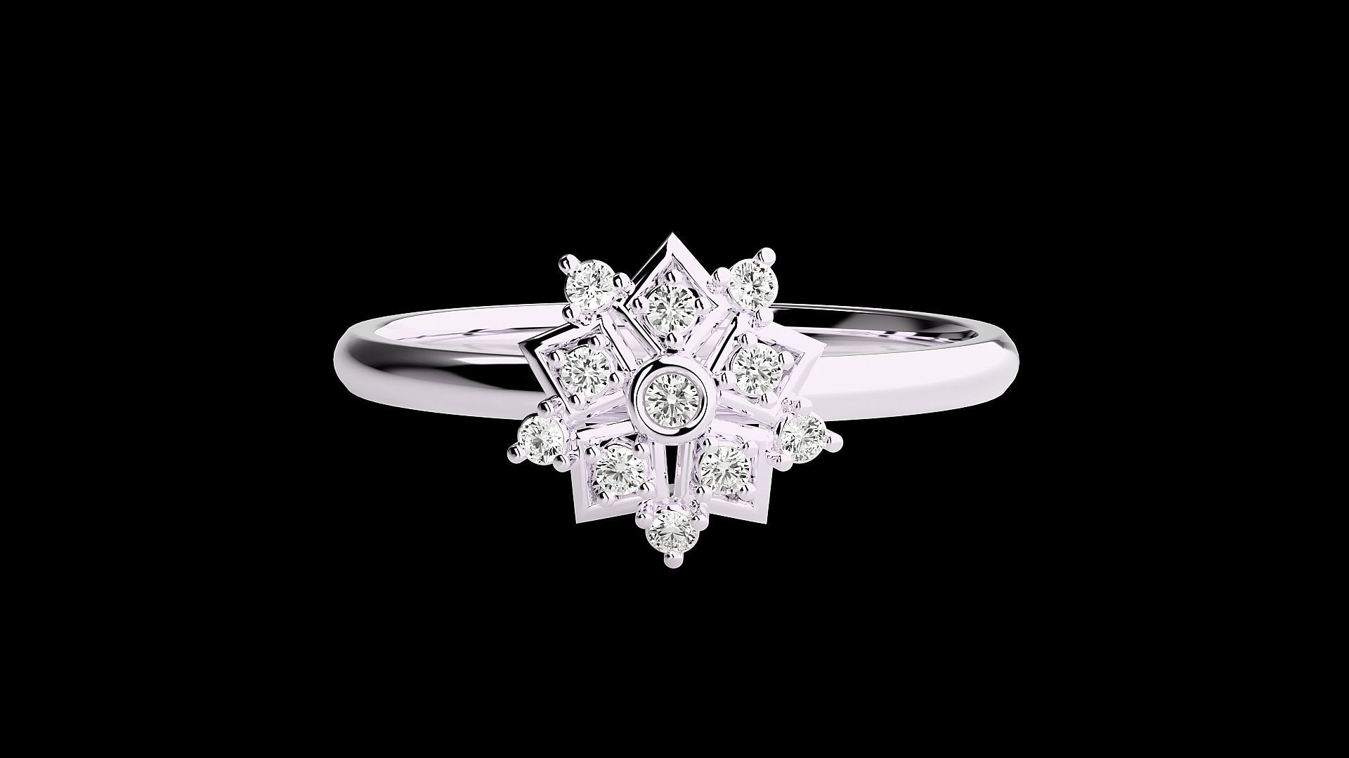 Flower Ultra light wt minimalist Women Ring 3dm stl renders 3D print model_10