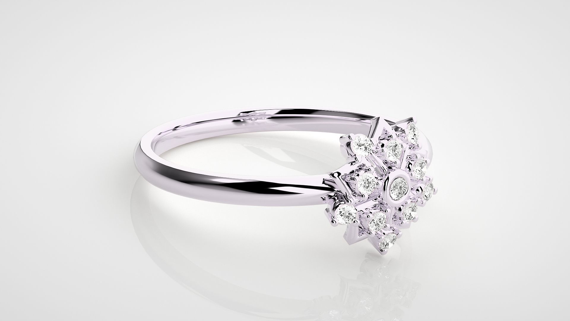 Flower Ultra light wt minimalist Women Ring 3dm stl renders 3D print model_8