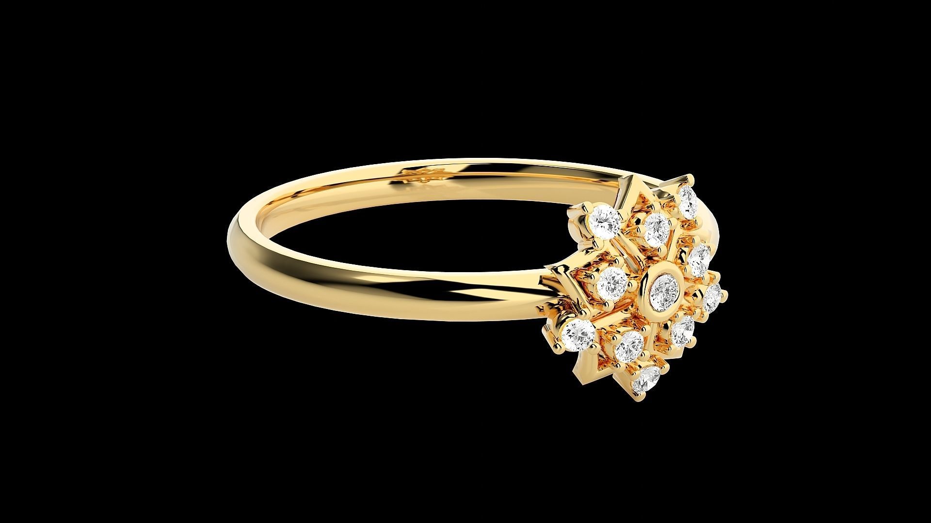 Flower Ultra light wt minimalist Women Ring 3dm stl renders 3D print model_17