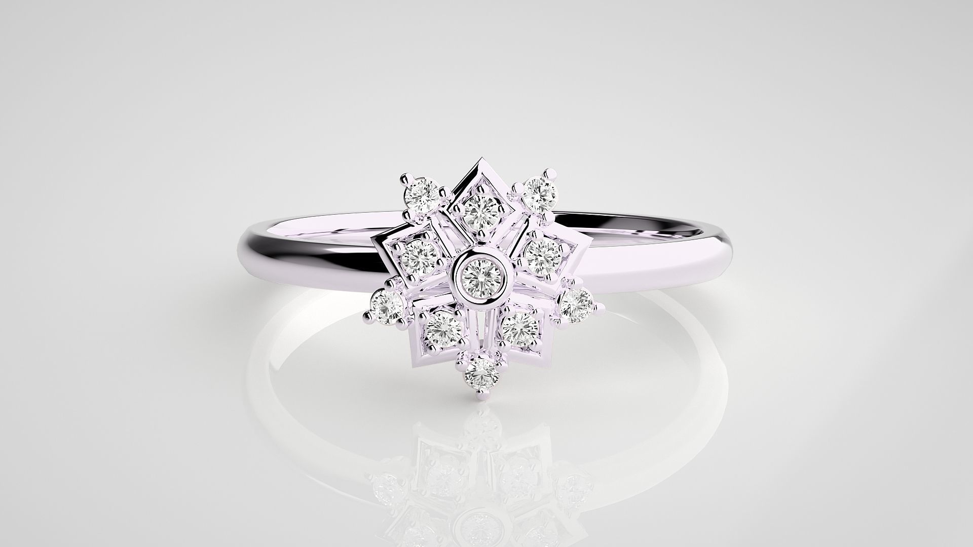 Flower Ultra light wt minimalist Women Ring 3dm stl renders 3D print model_7