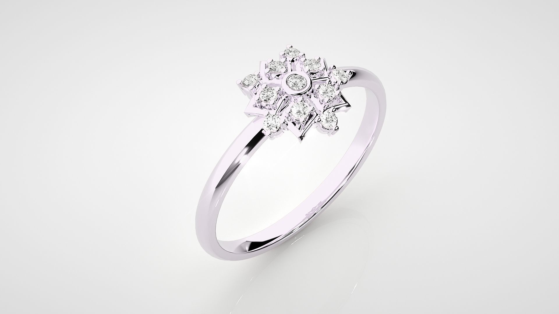 Flower Ultra light wt minimalist Women Ring 3dm stl renders 3D print model_9