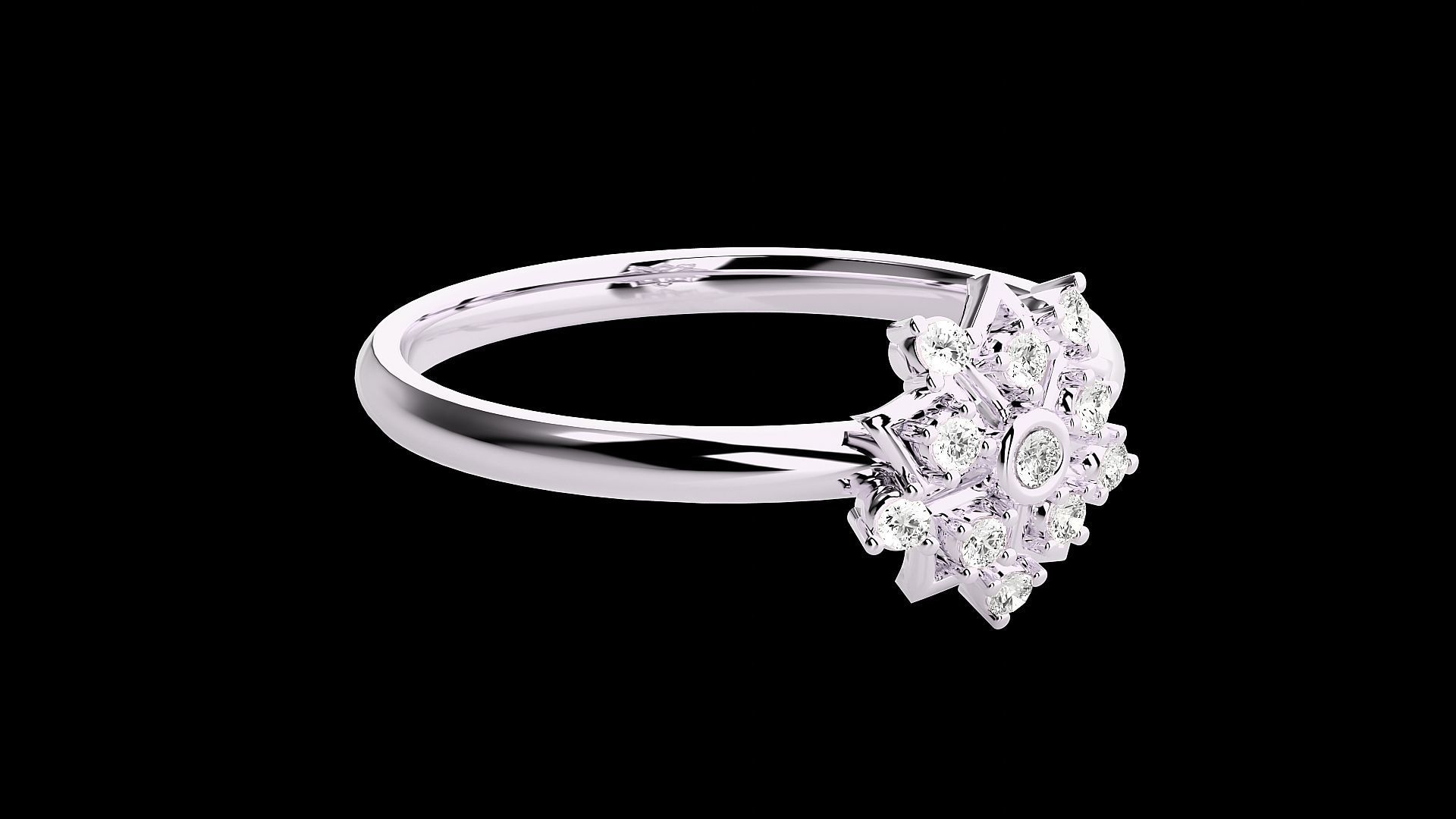 Flower Ultra light wt minimalist Women Ring 3dm stl renders 3D print model_11