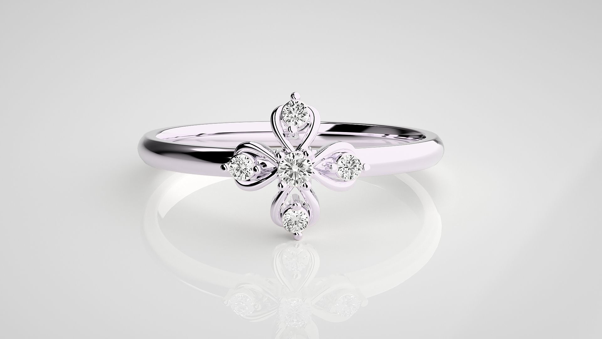 Flower Ultra light wt minimalist Women Ring 3dm stl renders 3D print model_7