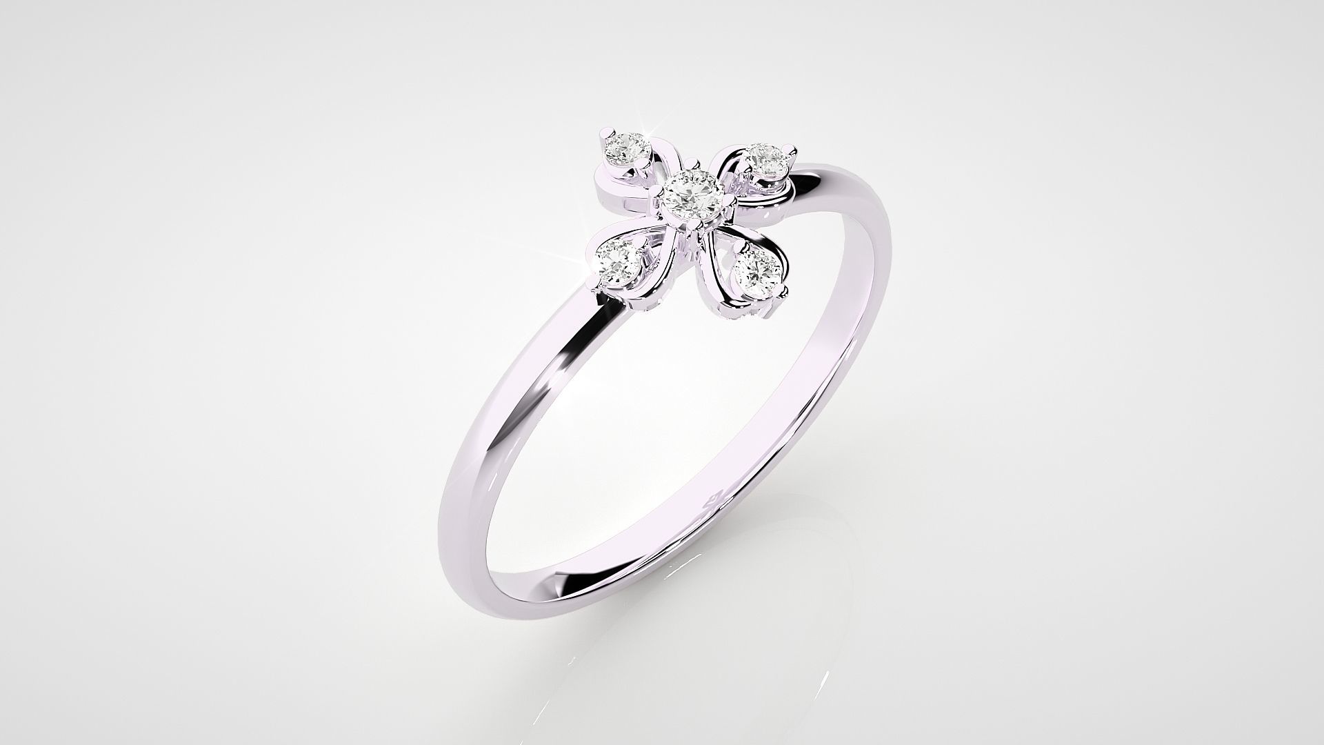 Flower Ultra light wt minimalist Women Ring 3dm stl renders 3D print model_9