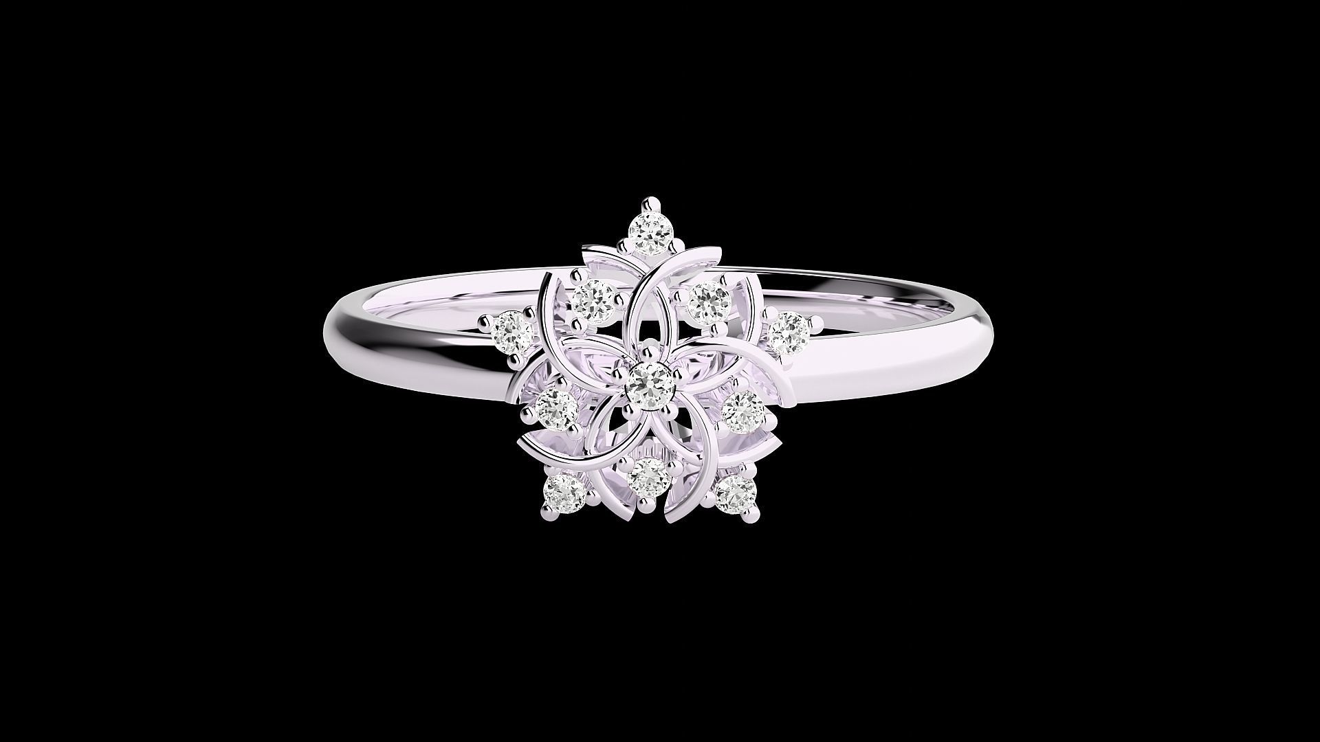 Flower Ultra light wt minimalist Women Ring 3dm stl renders 3D print model_10