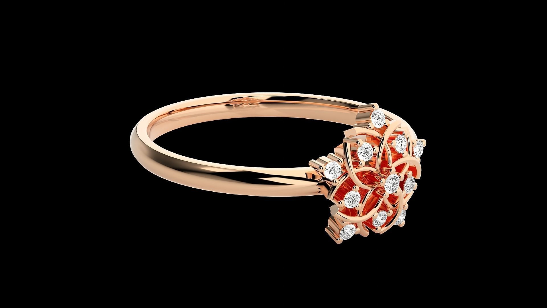 Flower Ultra light wt minimalist Women Ring 3dm stl renders 3D print model_5