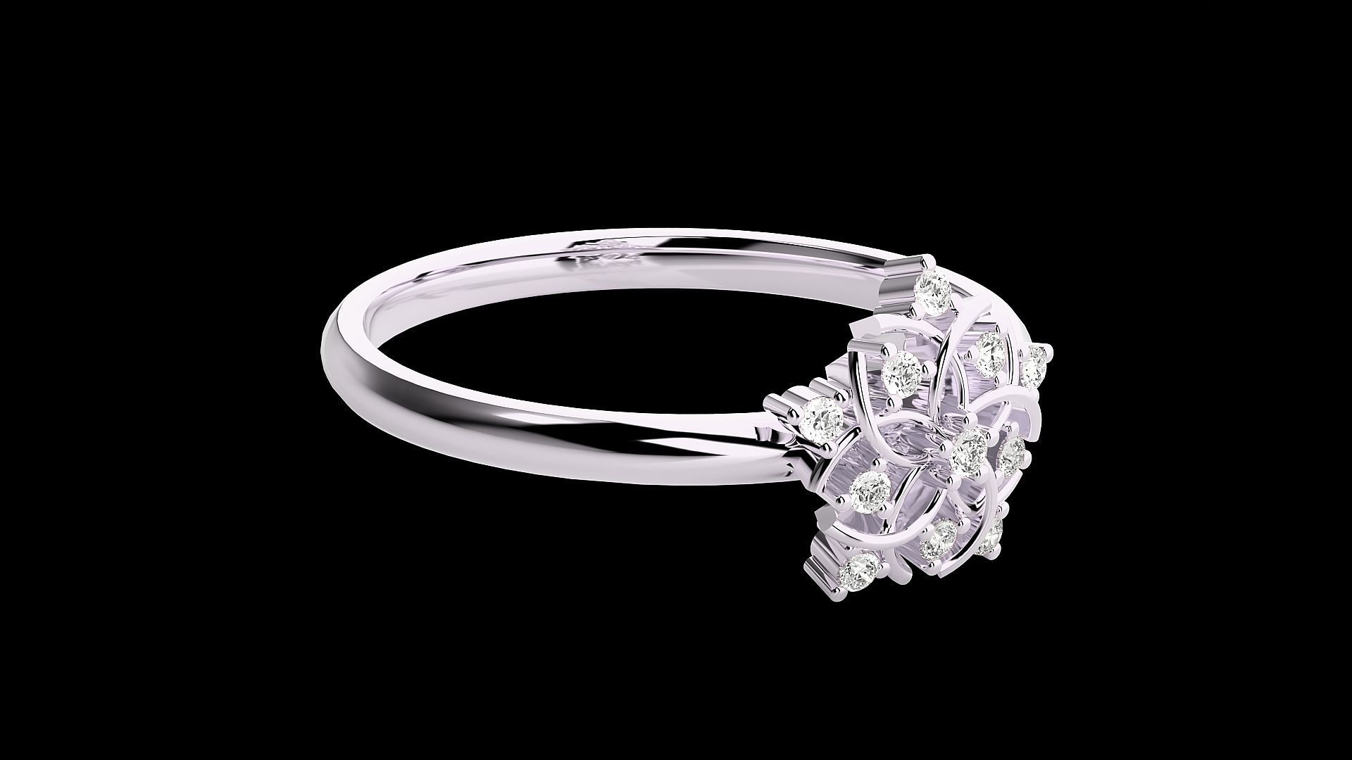 Flower Ultra light wt minimalist Women Ring 3dm stl renders 3D print model_11