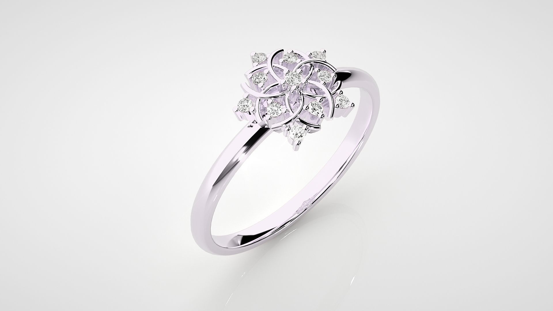 Flower Ultra light wt minimalist Women Ring 3dm stl renders 3D print model_9