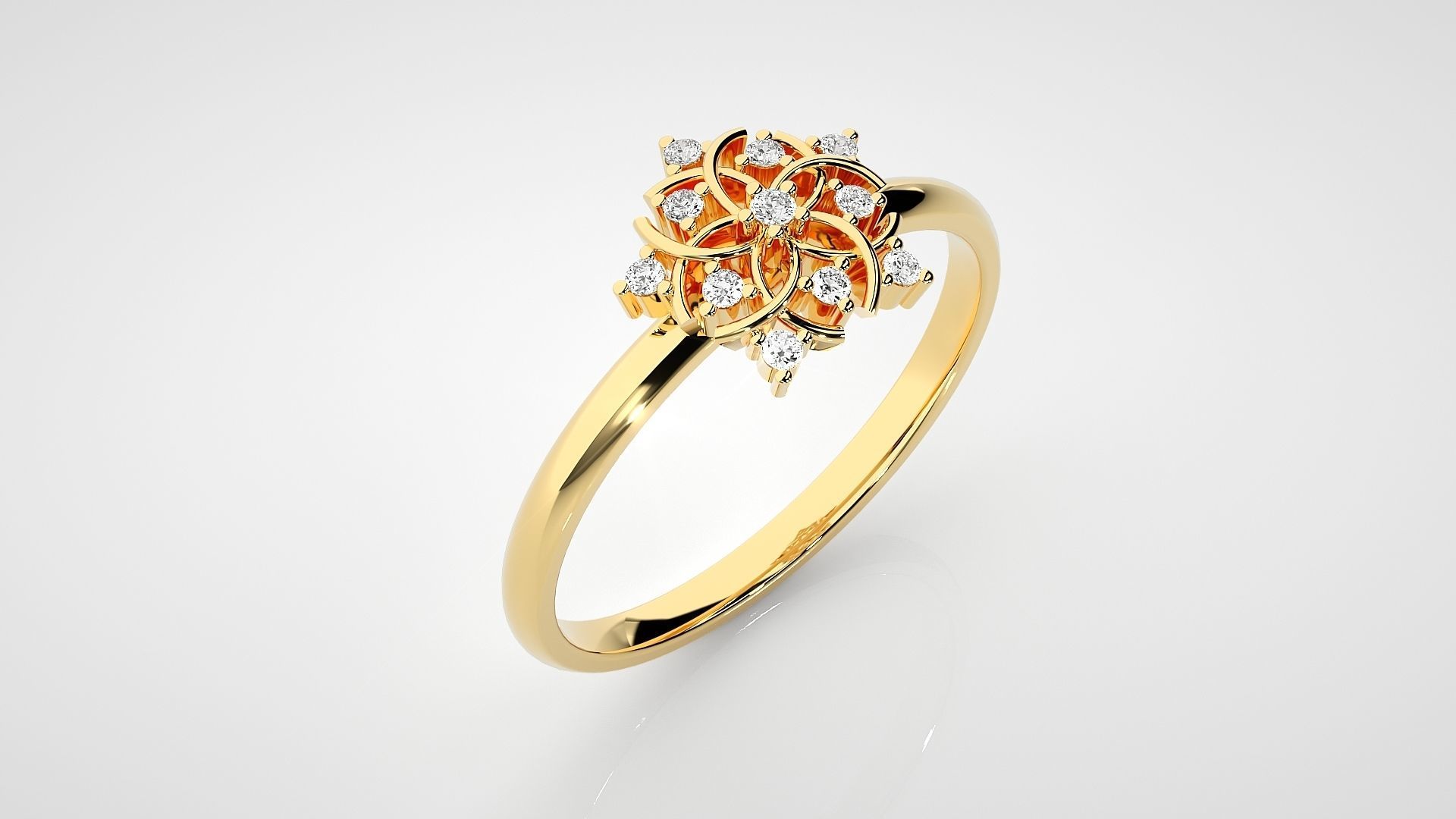 Flower Ultra light wt minimalist Women Ring 3dm stl renders 3D print model_15