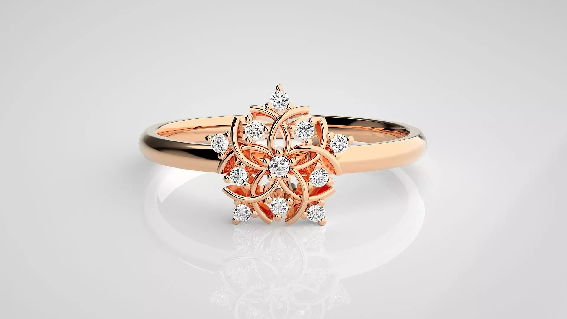 Flower Ultra light wt minimalist Women Ring 3dm stl renders 3D print model_0