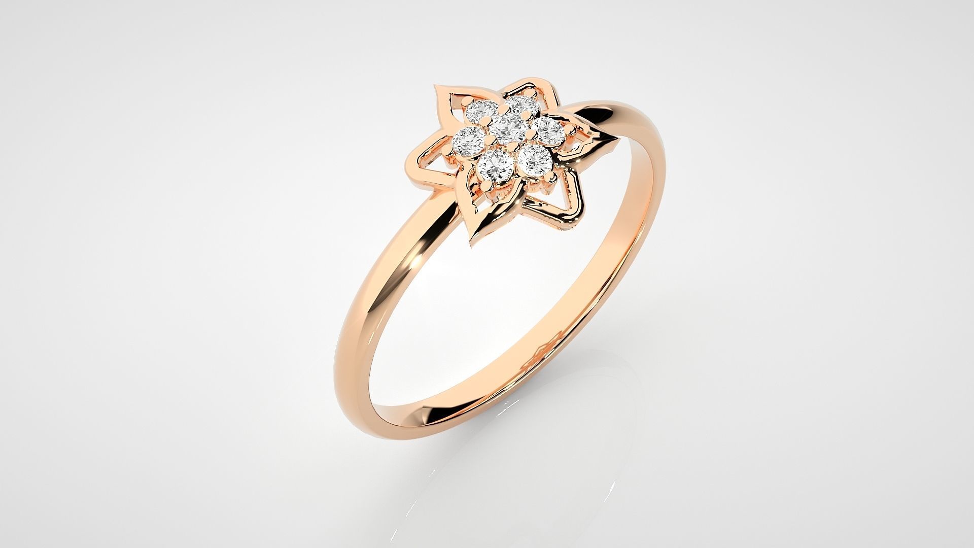 Flower Ultra light wt minimalist Women Ring 3dm stl renders 3D print model_2