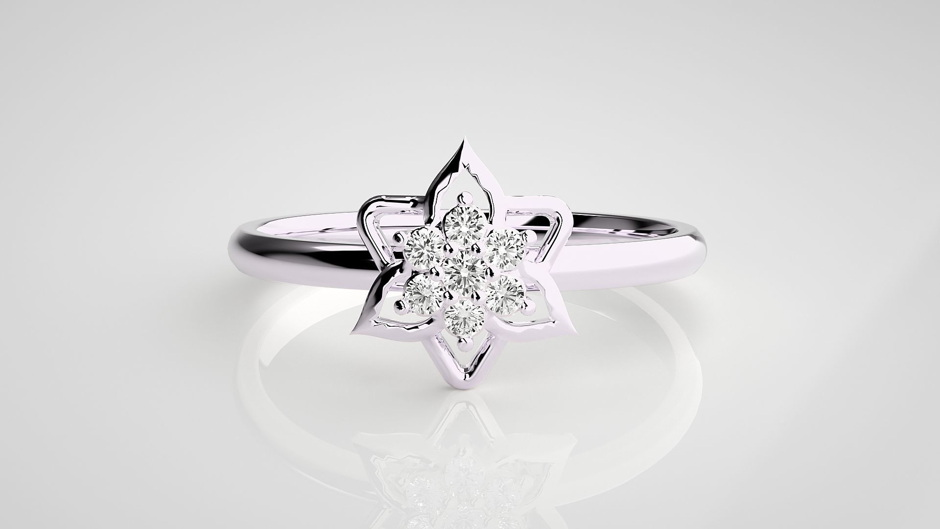 Flower Ultra light wt minimalist Women Ring 3dm stl renders 3D print model_7