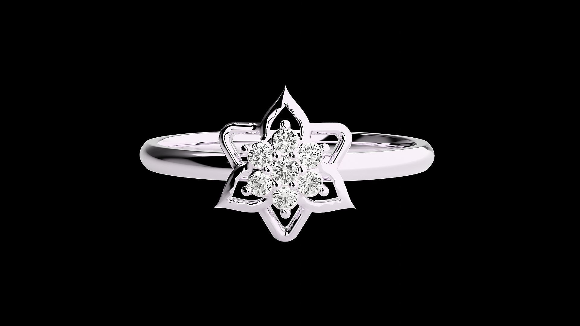 Flower Ultra light wt minimalist Women Ring 3dm stl renders 3D print model_10