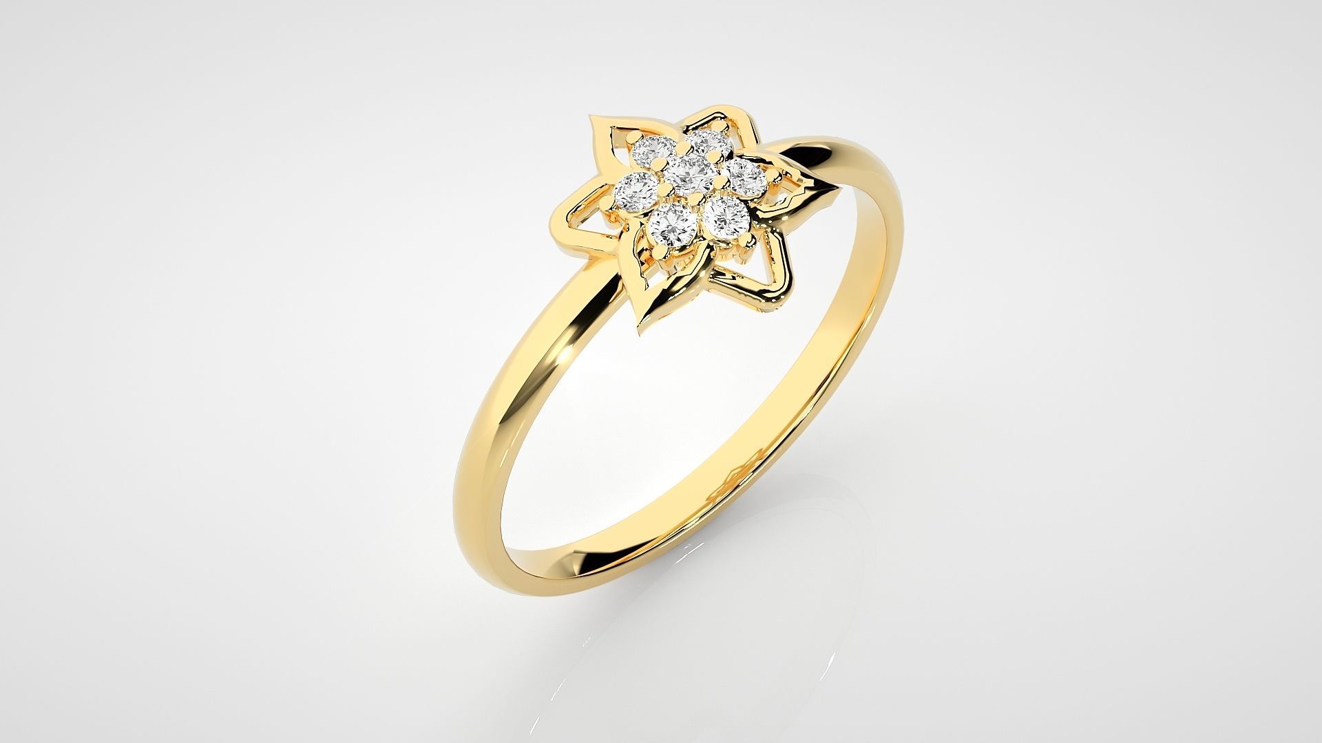 Flower Ultra light wt minimalist Women Ring 3dm stl renders 3D print model_15