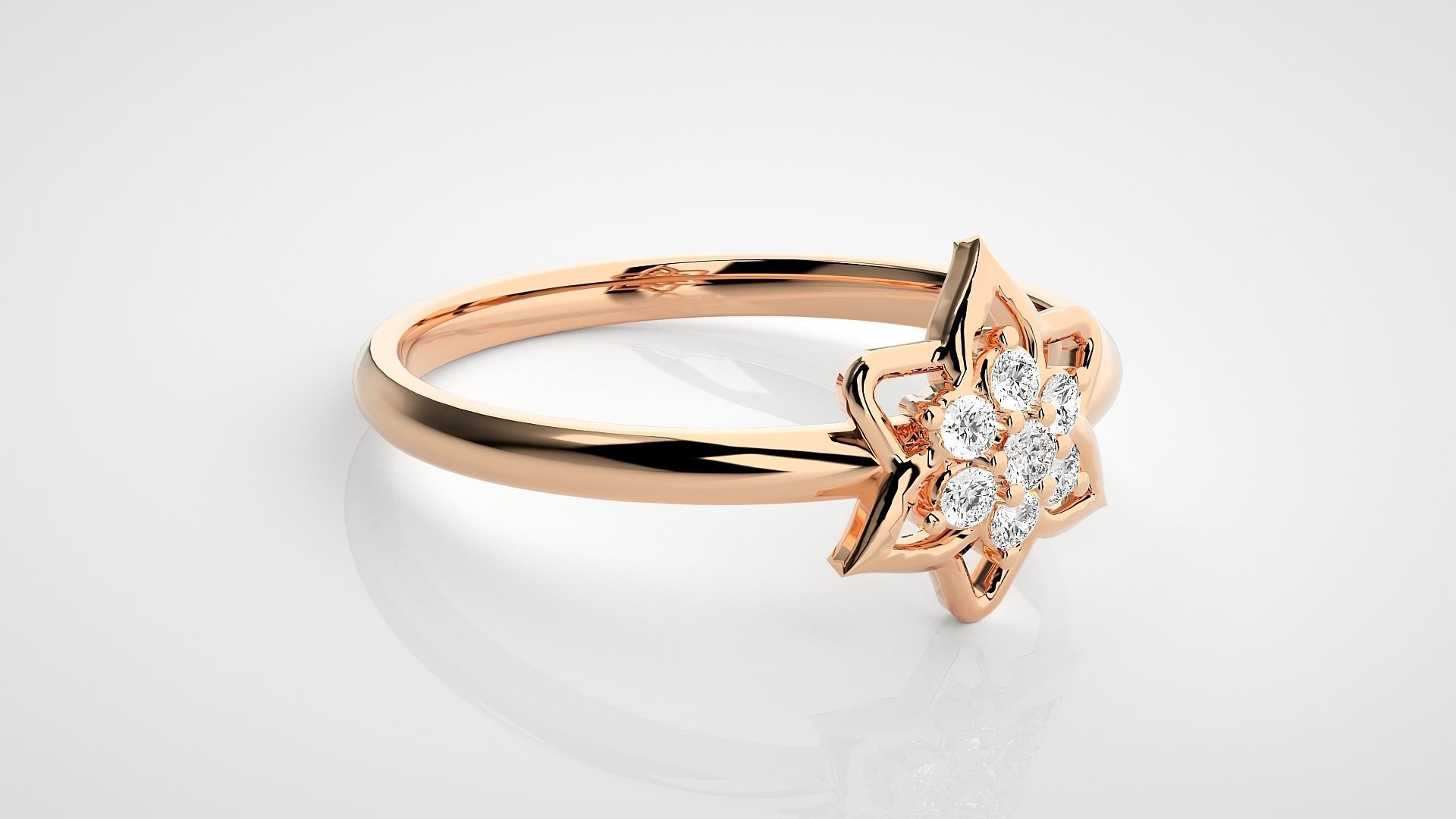 Flower Ultra light wt minimalist Women Ring 3dm stl renders 3D print model_1