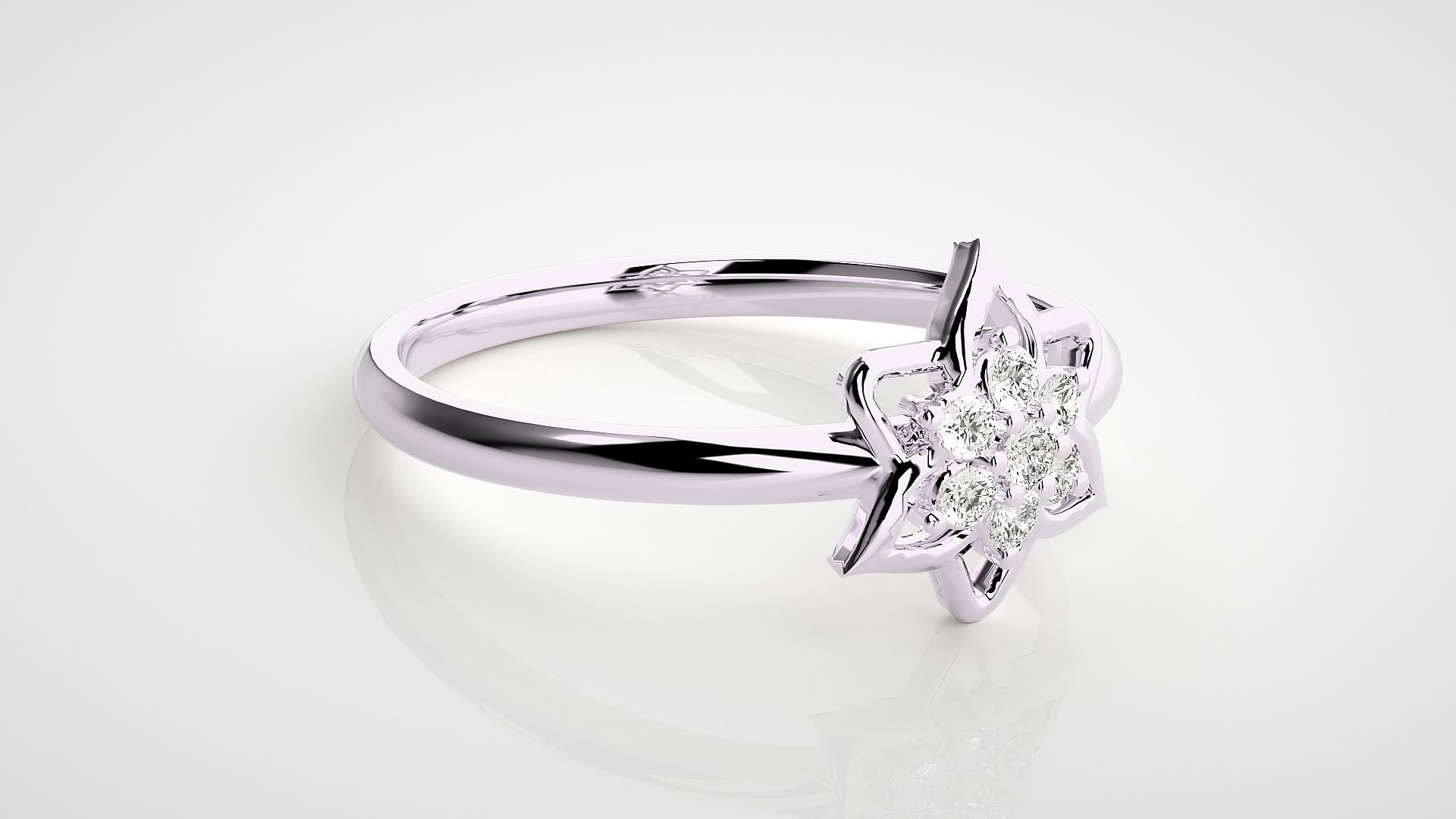 Flower Ultra light wt minimalist Women Ring 3dm stl renders 3D print model_8