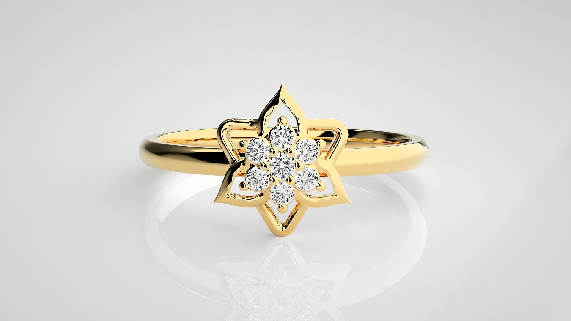 Flower Ultra light wt minimalist Women Ring 3dm stl renders 3D print model_13