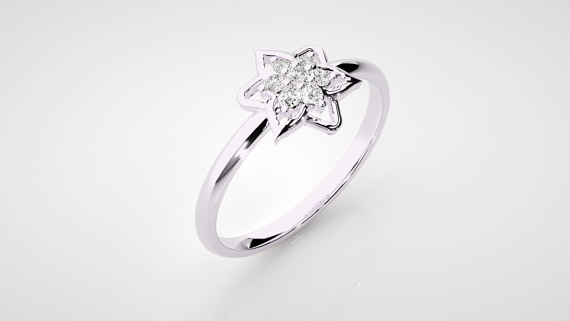 Flower Ultra light wt minimalist Women Ring 3dm stl renders 3D print model_9