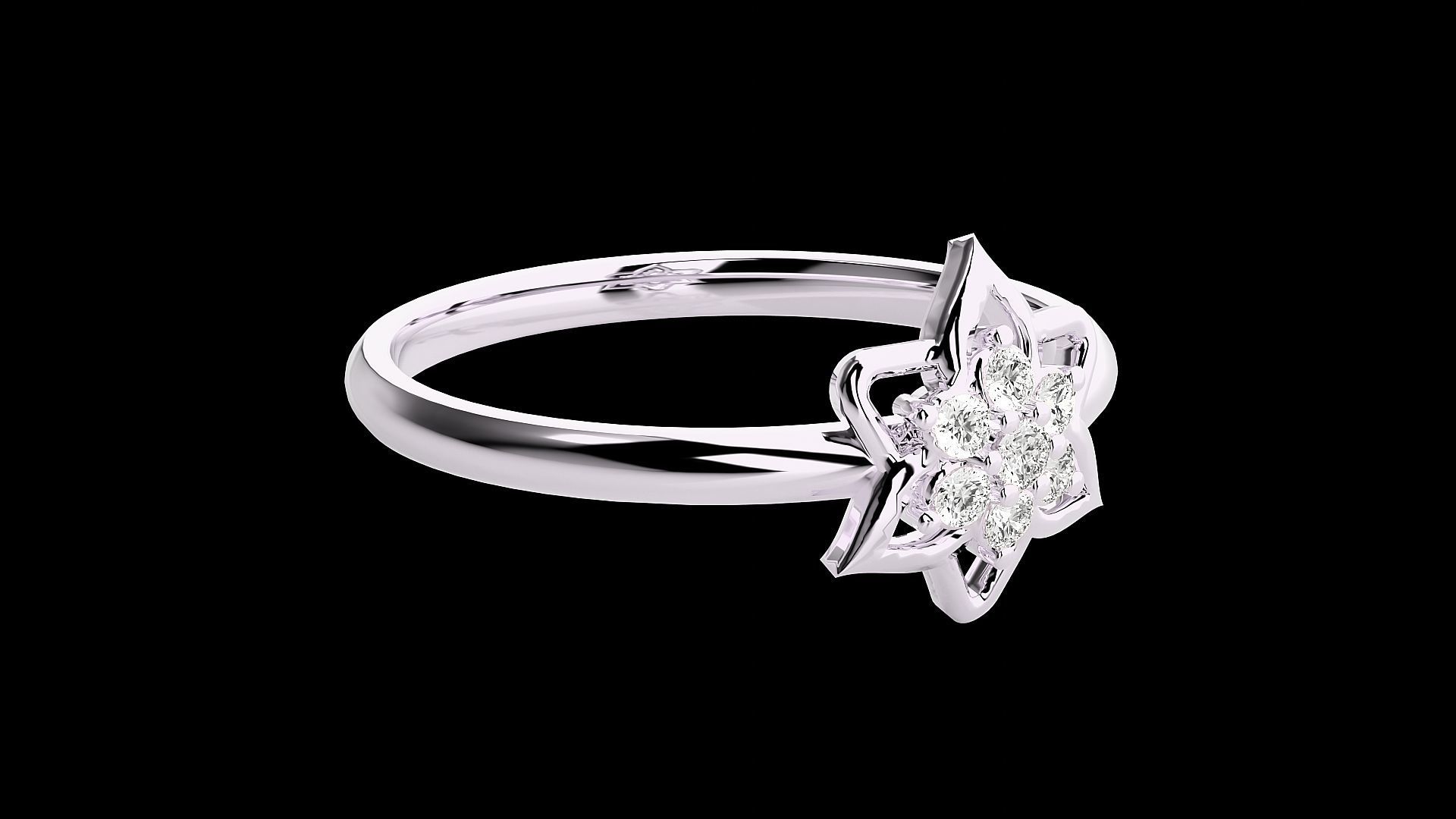 Flower Ultra light wt minimalist Women Ring 3dm stl renders 3D print model_11