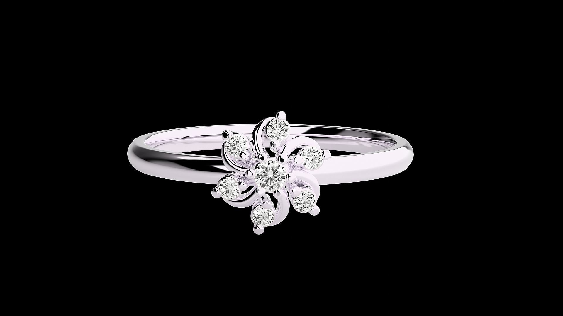 Flower Ultra light wt minimalist Women Ring 3dm stl renders 3D print model_10