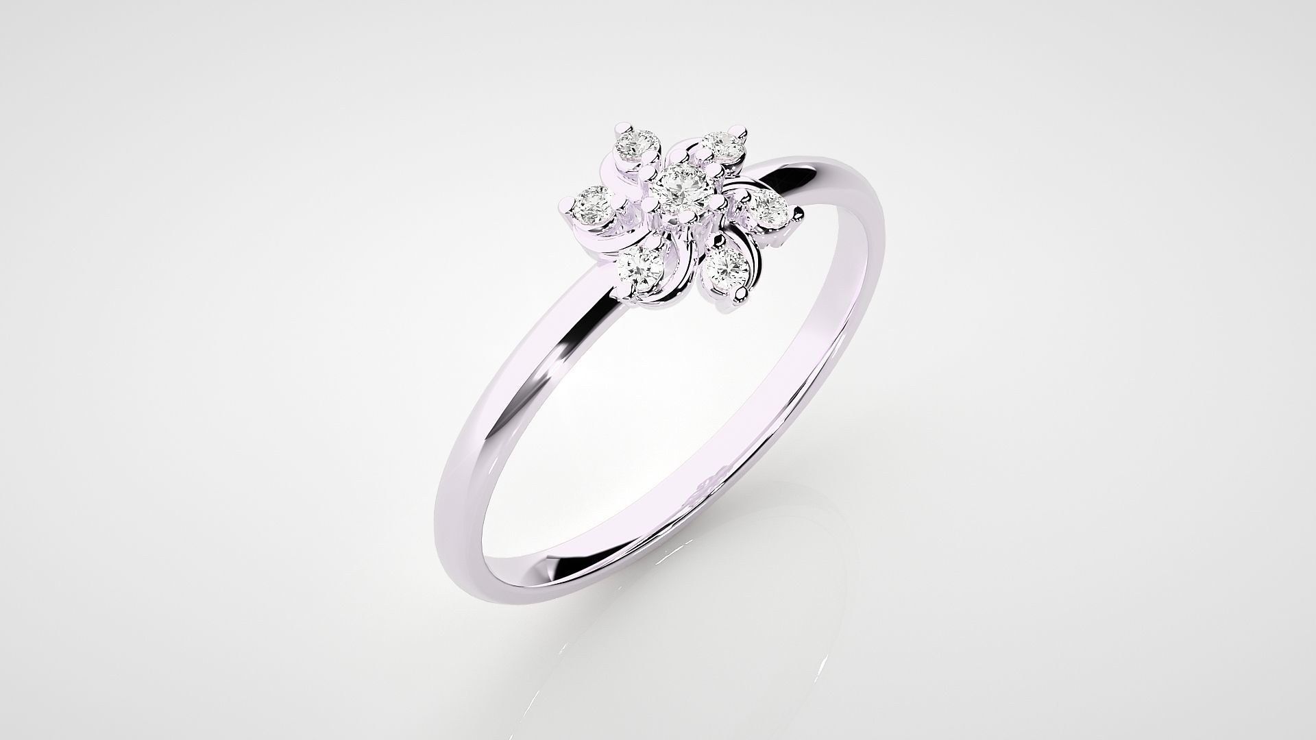 Flower Ultra light wt minimalist Women Ring 3dm stl renders 3D print model_9