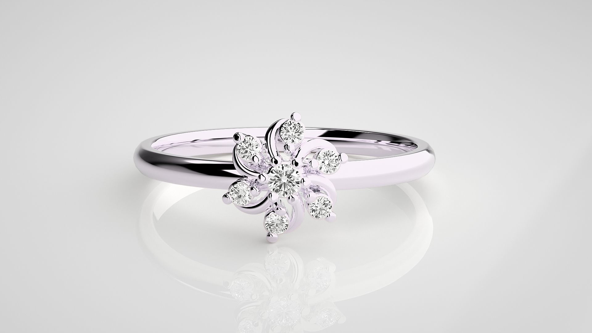Flower Ultra light wt minimalist Women Ring 3dm stl renders 3D print model_7