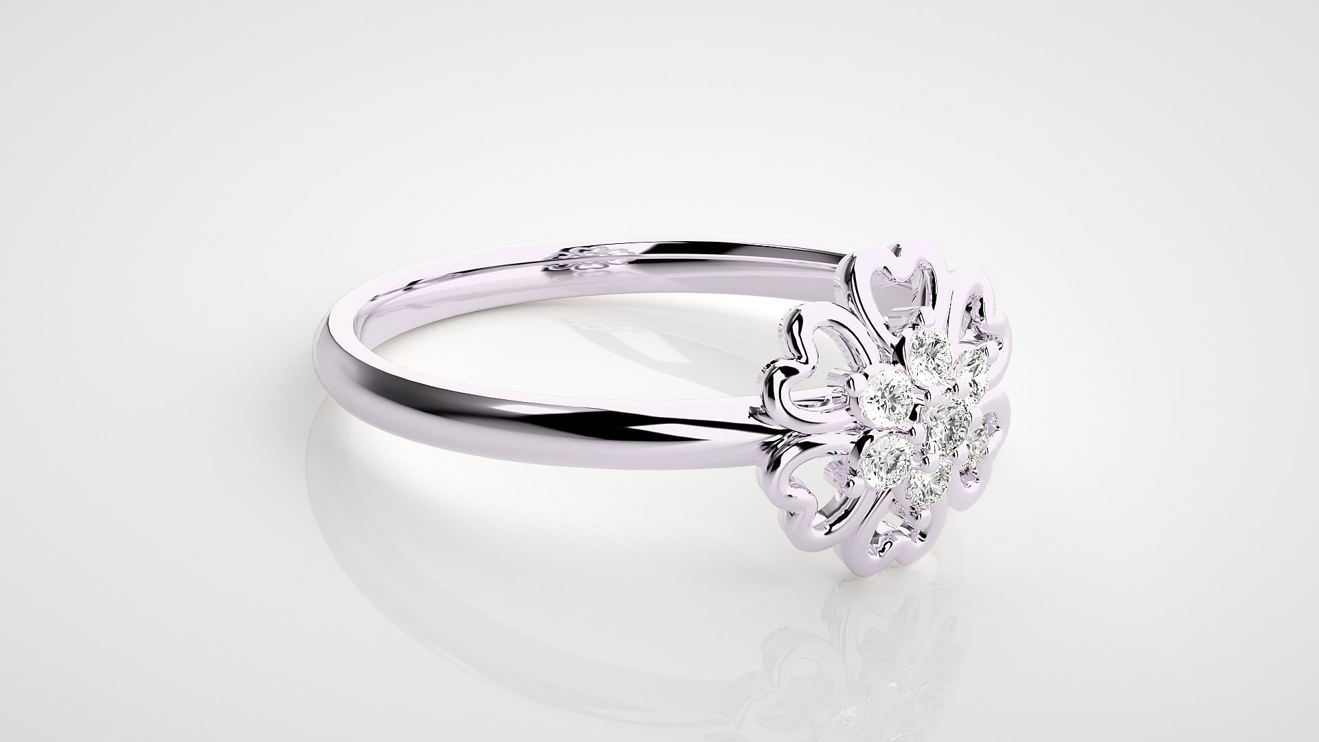 Flower Ultra light wt minimalist Women Ring 3dm stl renders 3D print model_8