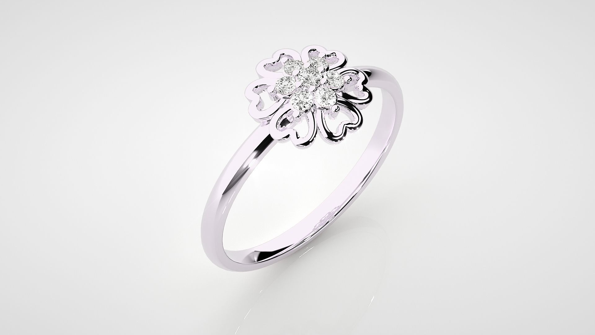 Flower Ultra light wt minimalist Women Ring 3dm stl renders 3D print model_9