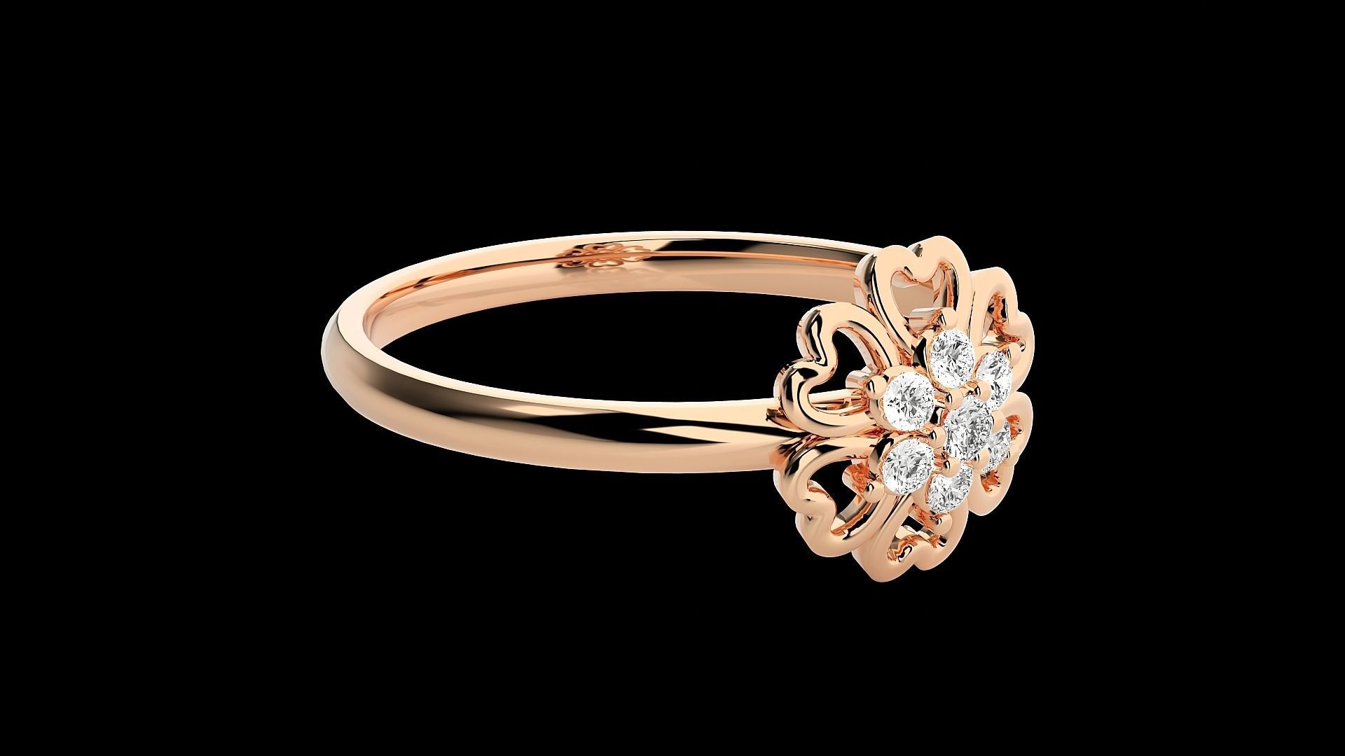 Flower Ultra light wt minimalist Women Ring 3dm stl renders 3D print model_5