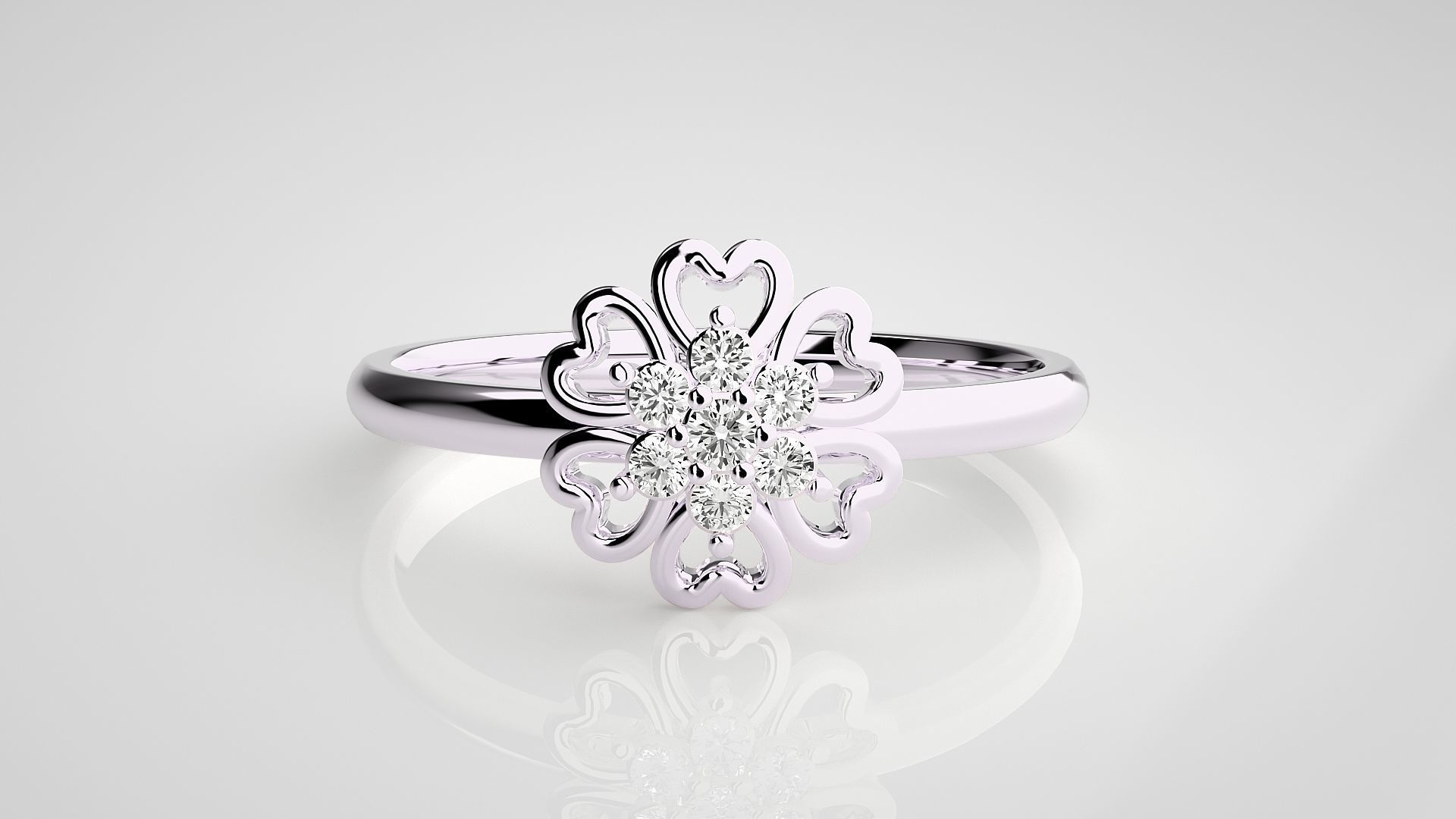 Flower Ultra light wt minimalist Women Ring 3dm stl renders 3D print model_7