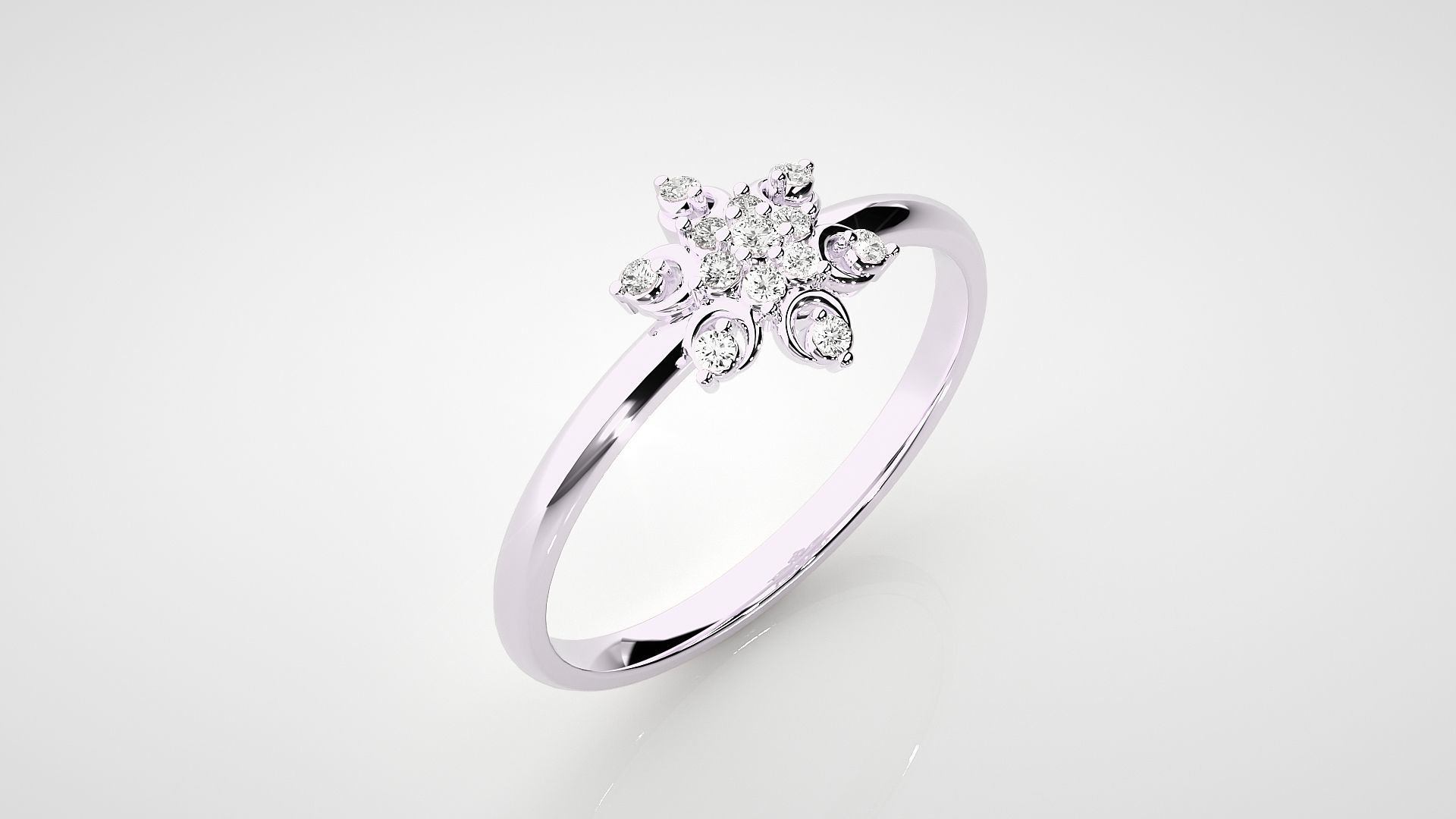 Flower Ultra light wt minimalist Women Ring 3dm stl renders 3D print model_11