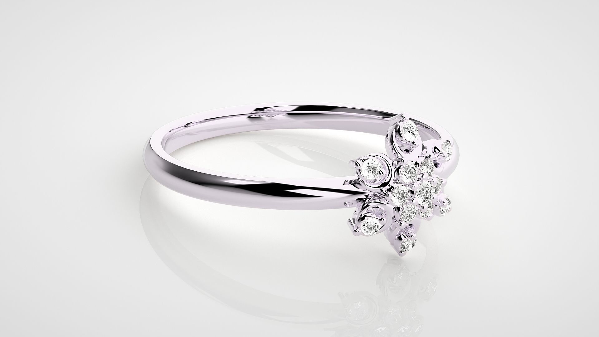 Flower Ultra light wt minimalist Women Ring 3dm stl renders 3D print model_10