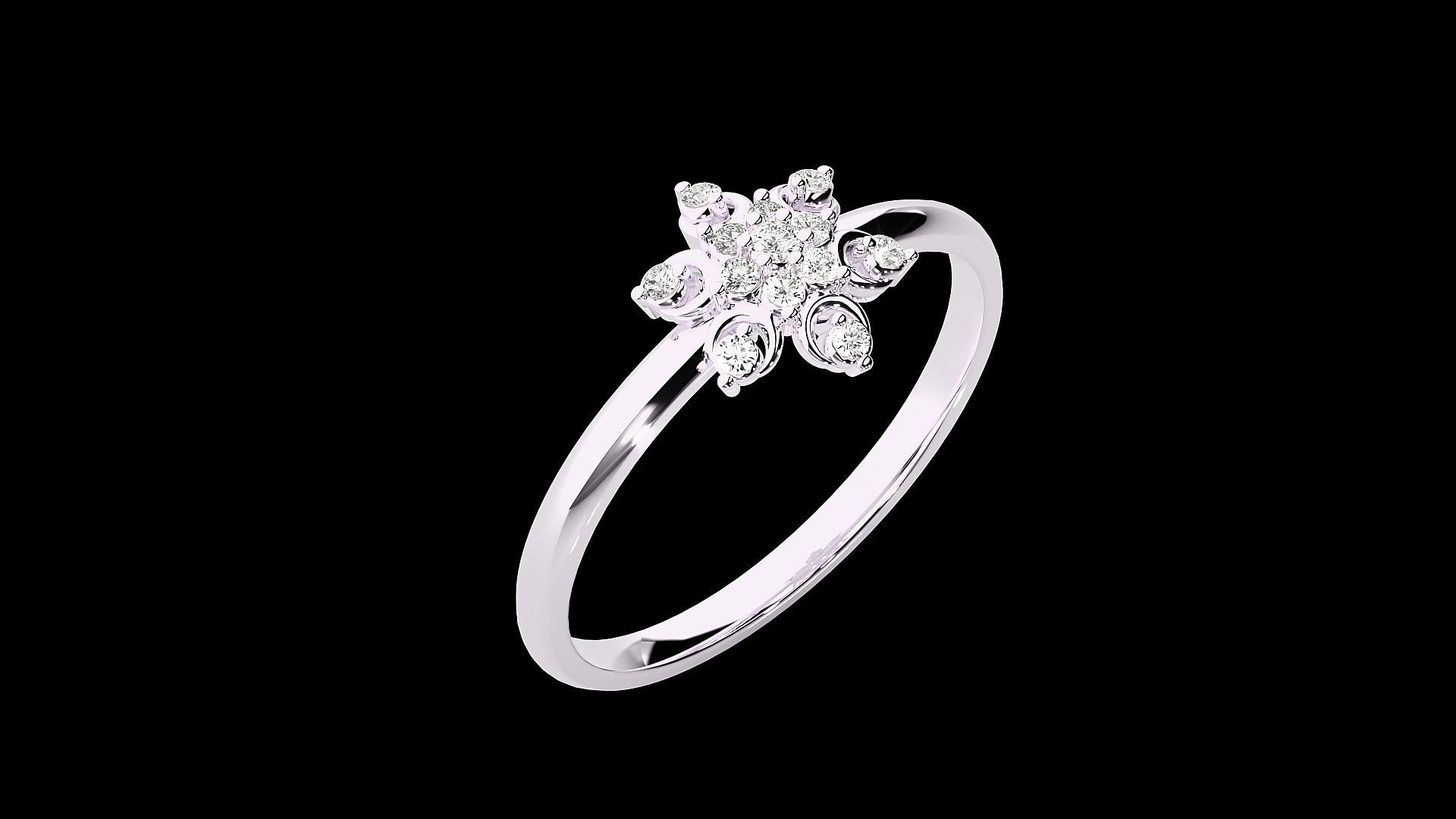 Flower Ultra light wt minimalist Women Ring 3dm stl renders 3D print model_14