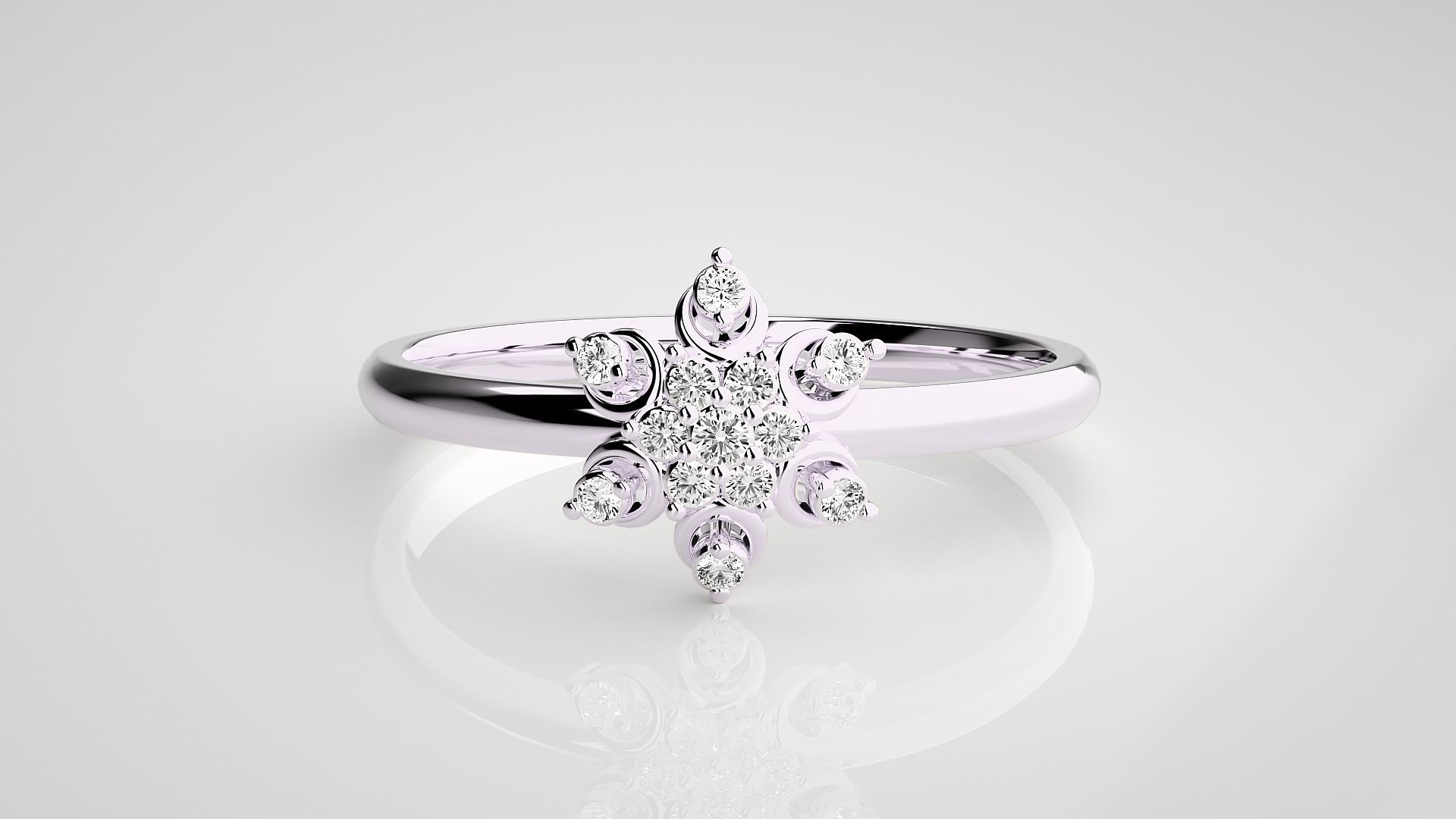 Flower Ultra light wt minimalist Women Ring 3dm stl renders 3D print model_9