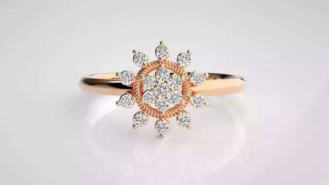 Flower Ultra light wt minimalist Women Ring 3dm stl renders